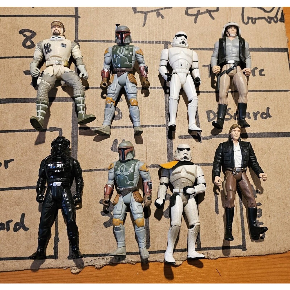 Star Wars Mid 90's Action Figures Lot Loose - Han Solo, Boba Fett, Storm Trooper
